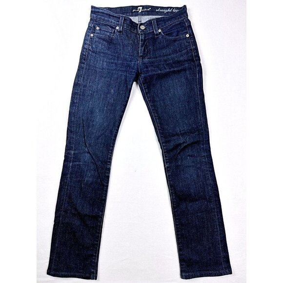 7 FOR ALL MANKIND Womens Jeans Size 26x28, Tag 24 Bedazzle Pocket Straight Slim - Picture 2 of 10